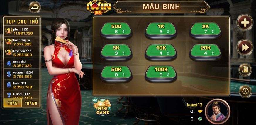 game bài mậu binh iwin